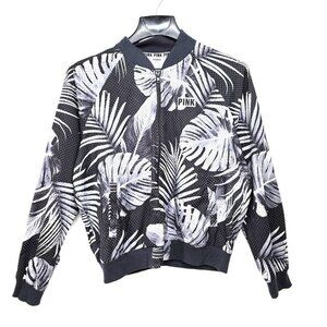 Victoria's Secret Pink Lightweight Jacket Full Zip Mesh Floral Palm